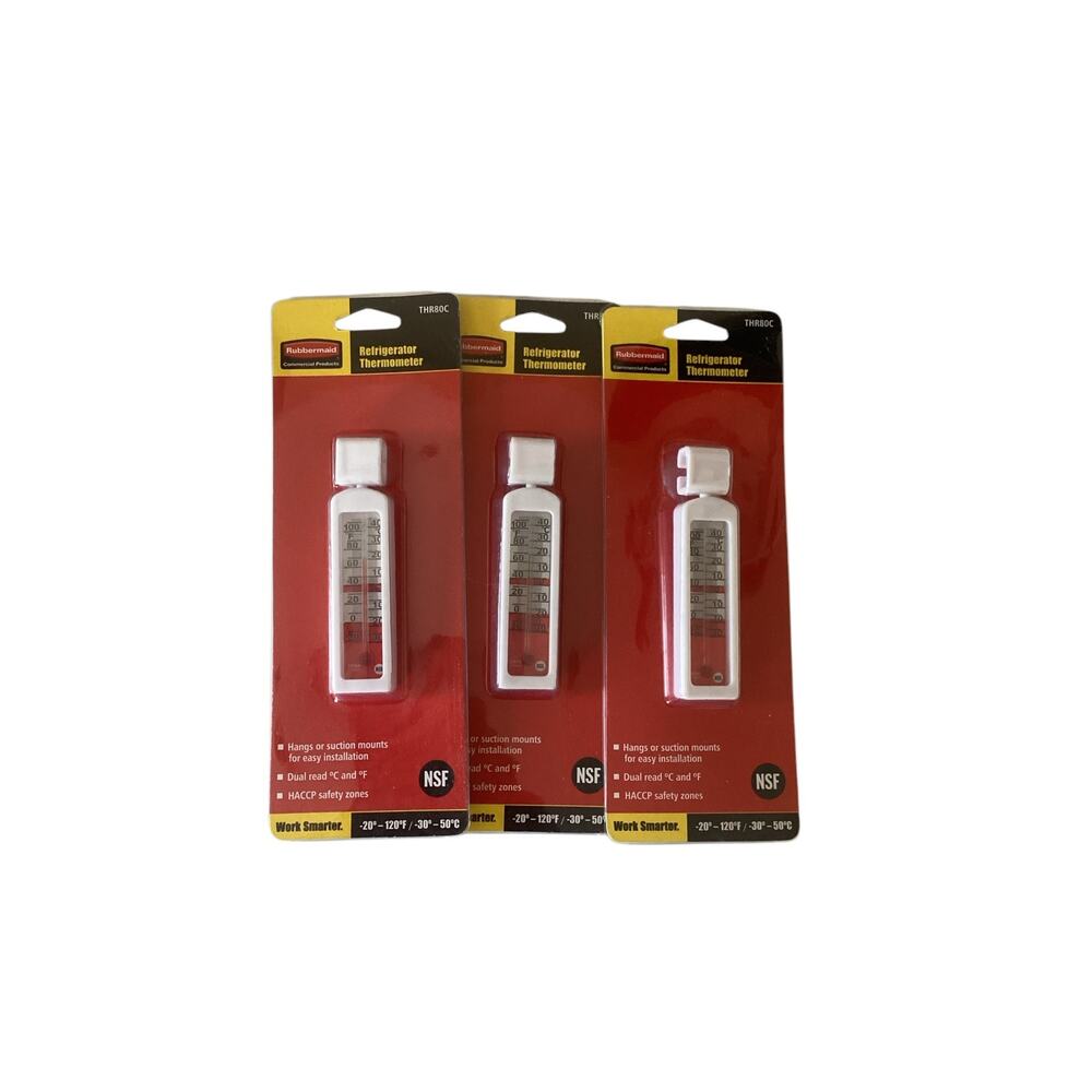 Rubbermaid Refrigerator Thermometer 3 Packs Suction Mount